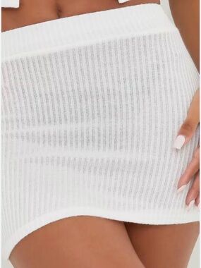 PrettyLittleThing White Ribbed Knit Mini Skirt